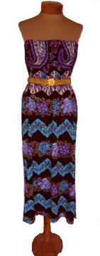 Mr. Dino Purple and Blue Jersey Floral Maxi Skirt 