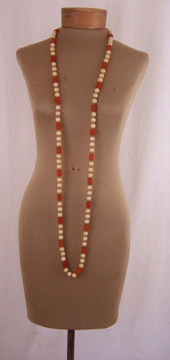 Burnt Orange & Beige Long String of Beads