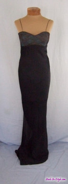 Robert Danes Black Satin Dress with Woven Bust