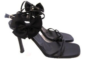 Casadei Black Strappy Heels with Bow Detail