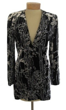 Badgley Mischka Black & Gray Velvet Jacket with Embellishments 