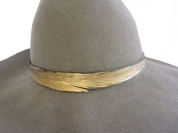Frank Olive Green Wide Brim Hat with Feather 