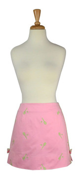 Lilly Pulitzer Pink Skirt with Green Embroidered Tennis Theme