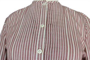 Vintage Geoffrey Beene 1970s Red & White Striped Top With Pintucked Pleats