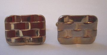 Gold Rectangular Woven Cufflinks