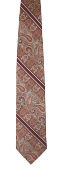 Maroon Diagonal Stripe Paisley Tie