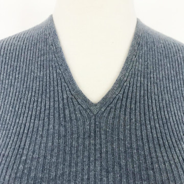TSE 100% Cashmere Ribbed Gray Blue V Neck Sweater Size Small