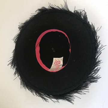 Black wool felt hat with feather trim