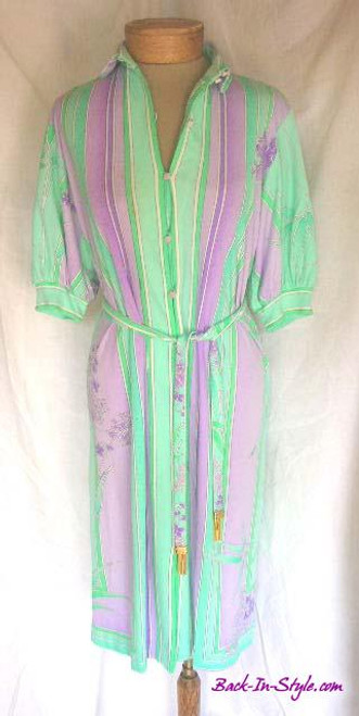 Leonard Mint Green & Purple Belted Jersey Dress