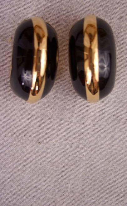 St. John Black & Gold Ear Clips