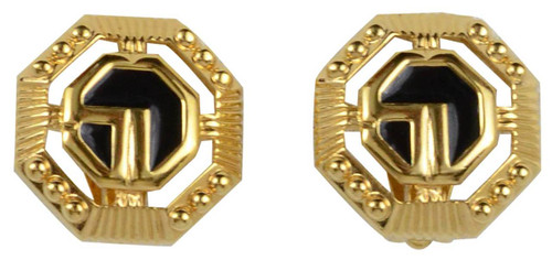 St. John Gold-Tone Edged Out Ear Clips