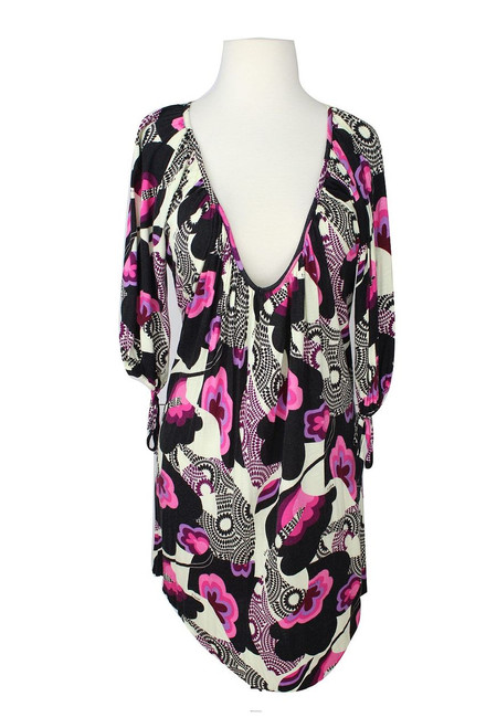 T-Bags Black, Pink & White Print Jersey Dress