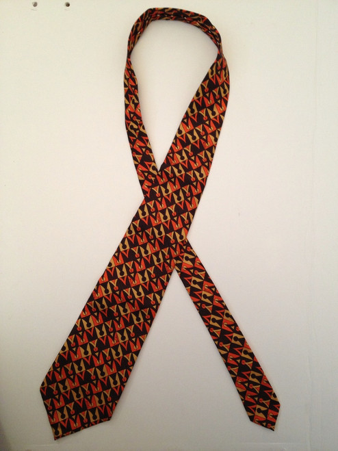 Emilio Pucci Orange & Brown Geometric Silk Tie