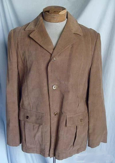 Mens Camel Corduroy Pleated Jacket