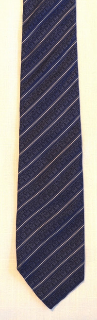 Christian Dior Blue Silk Neat Floral & Stripes Tie