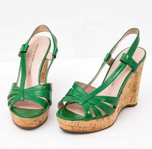 Marc by Marc Jacobs Patent Leather Cork Wedges 6.5