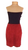 Anne Klein Strapless Dress with Black Knit Bodice and Maroon Suede Skirt