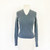 TSE 100% Cashmere Ribbed Gray Blue V Neck Sweater Size Small