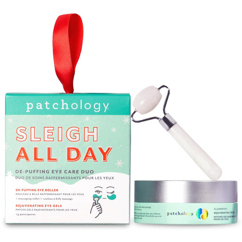Patchology Sleigh All Day Depuffing Under Eye Masks & Facial Roller Du