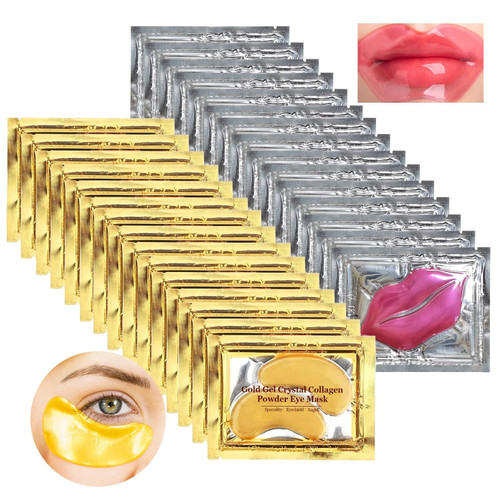 Permotary 15 Pairs Collagen Crystal Eye Mask and 15 Pcs Collagen Cryst