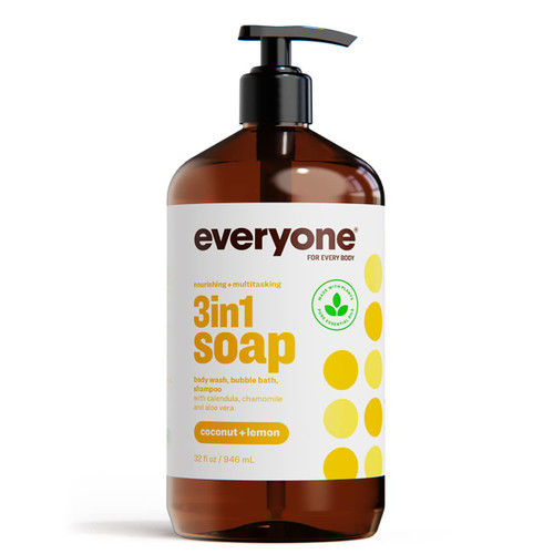 3-in-1 Soap - Body Wash, Shampoo, and Bubble Bath - Coconut + Lemon, 3