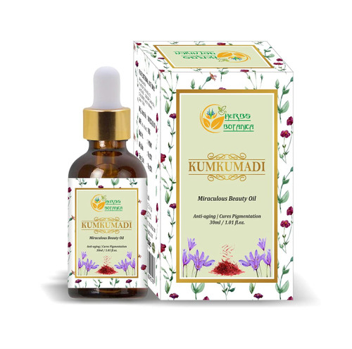 Herbs Botanica Kumkumadi Oil Pure Ayurveda Face Oil with Saffron, Seru