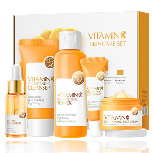 Vitamin C Skincare Set, 5 In 1 Skincare Gift Set With Cleanser, Toner,
