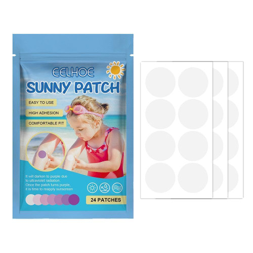 24 Pcs UV Stickers for Sunscreen, Waterproof UV Detection Stickers, Su