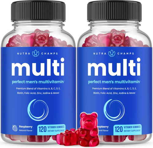 NutraChamps Multivitamin for Men, 240 Count, Vitamins A, B, C, D, E, Biotin, Zinc, Mens Gummy Multivitamins Supplement,