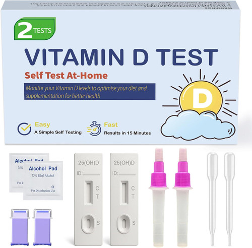 Vitamin D Test Cassette at-Home [2 Tests], Vitamin D Deficiency Test for Kids & Adults with Rapid Result in 15 Minutes