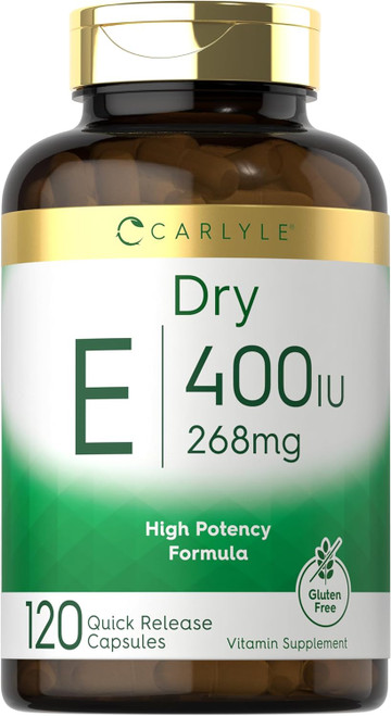Carlyle Vitamin E Capsules | 400 IU (268mg) | 120 Count | High Potency Formula | Non-GMO and Gluten Free Supplement