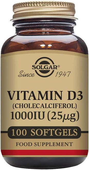 Solgar Vitamin D3 (Cholecalciferol) 25 mcg (1000 IU), 100 Softgels - Helps Maintain Healthy Bones & Teeth - Immune Syste