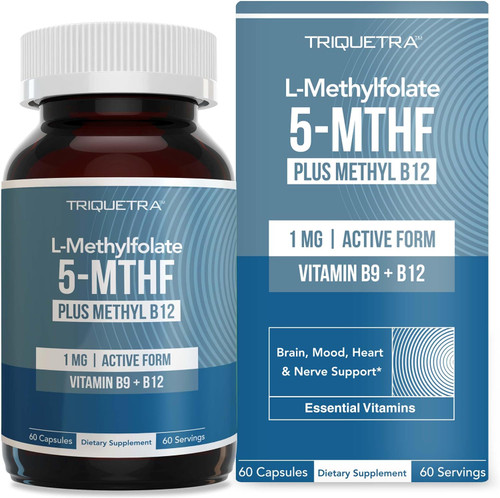 L Methyl Folate 1000 mcg Plus Methyl B12 Cofactor  Active 5-MTHF Form - Supports Mood, Methylation, Cognition  Highly