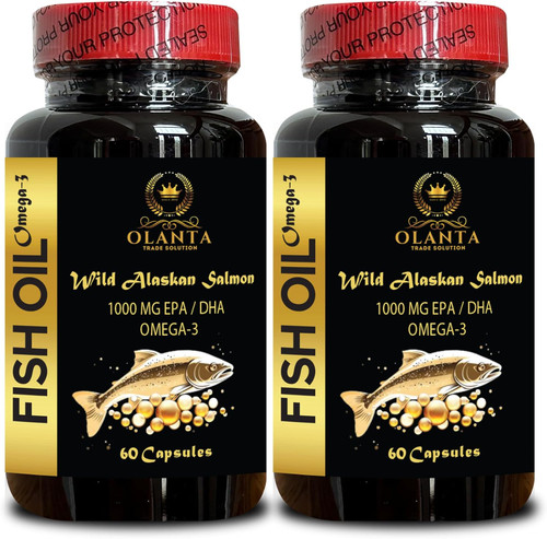 EPA DHA Fish Oil - Wild Alaskan Salmon Oil - Omega 3 Fatty Acid Supplements Vegan, Fish Oil Omega 3 Supplements Support