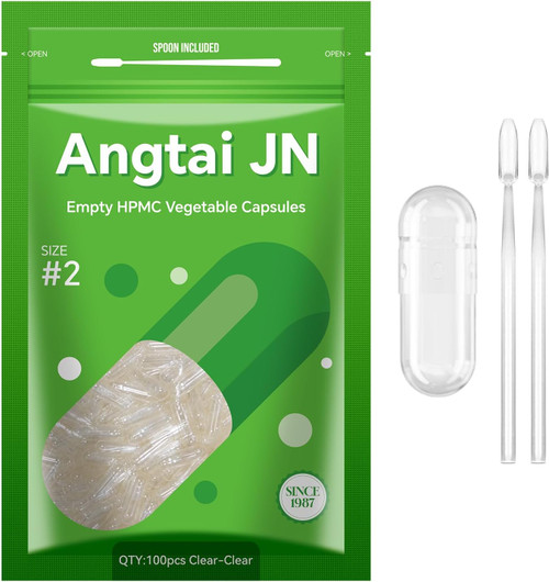 Empty Capsules Size 2 - Vegan Capsules Empty - Empty Pill Capsules (100 Count) with 2 Micro Lab Spoons for Pill Capsules