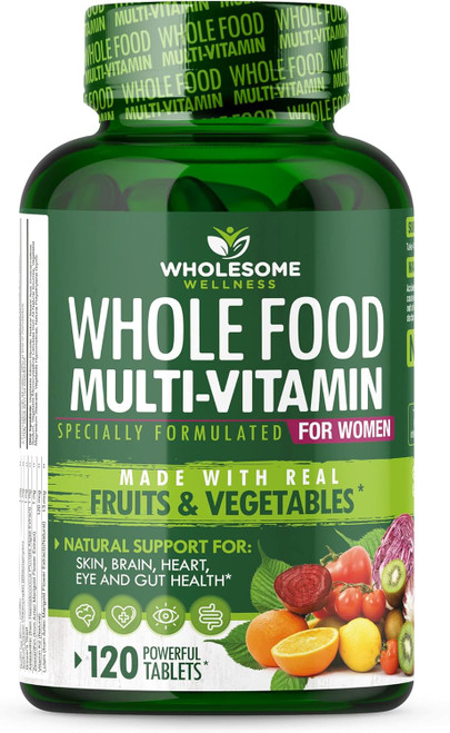 Whole Food Multivitamin for Women - Natural Multi Vitamins, Minerals, Organic Extracts - 120 Tablets