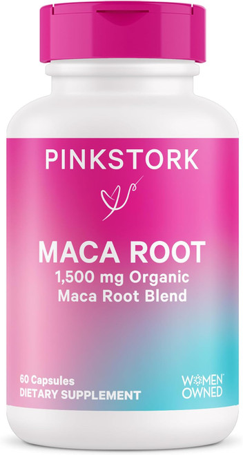 Pink Stork Maca Root Capsules for Women - Fertility Supplements for Women with 1500 mg Organic Maca Root + Black Pepper