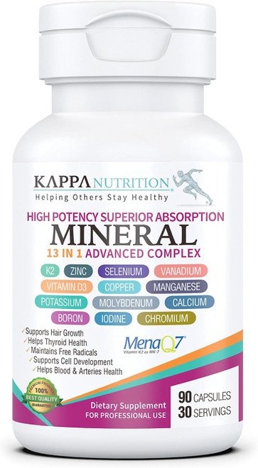 (90 Capsules),Vitamin K2, Vitamin D3, Zinc, Selenium, Vanadium, Copper, Manganese, Potassium, Molybdenum, Calcium, Chrom
