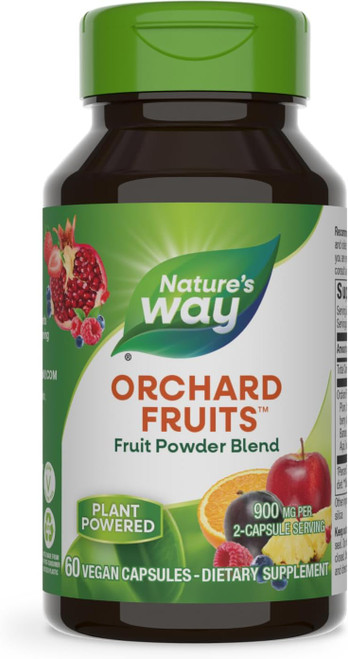 Nature's Way Orchard Fruits, Fruit Powder Blend, Contains 12 Different Fruits, 900mg Per 2-Capsule Serving, 60 Capsules