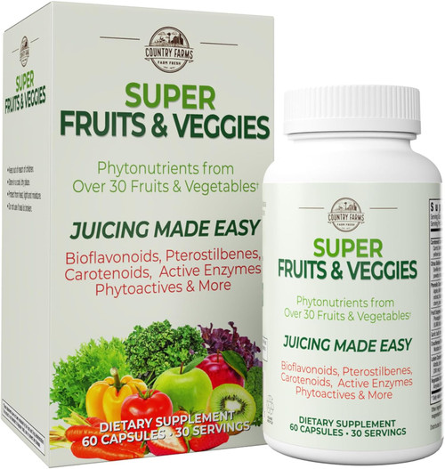 COUNTRY FARMS Super Fruits and Veggies Capsules, Whole Food Supplement, Powerful Antioxidant, Supports Energy, Immune He