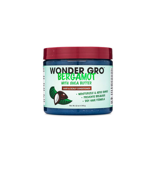 Wonder Gro Bergamot with Shea Butter Hair Grease Styling Conditioner, 12 fl oz - Moisturizes & Adds Shine, Prevents Breakage - Bes