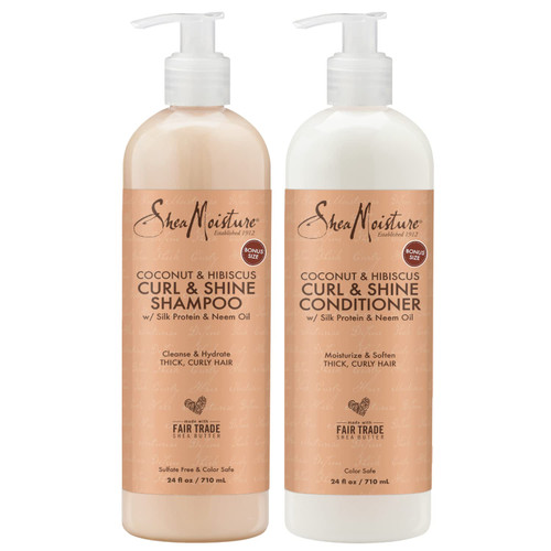 SheaMoisture Plus Size Shampoo and Conditioner Set, Coconut & Hibiscus Curl & Shine Hair Care, Frizz Control, Curly Hair Products