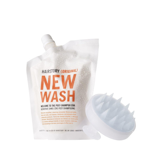 Hairstory New Wash ORIGINAL Hair Cleansing Cream + Scalp Brush for All Hair Types | Color Protectant, Natural | Sulfate, Paraben,