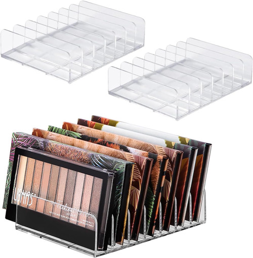2 Pack Eyeshadow Palette Makeup Organizer, 7-Section Acrylic Cosmetic Storage, Accessories Storage Organizer for Cosmeti