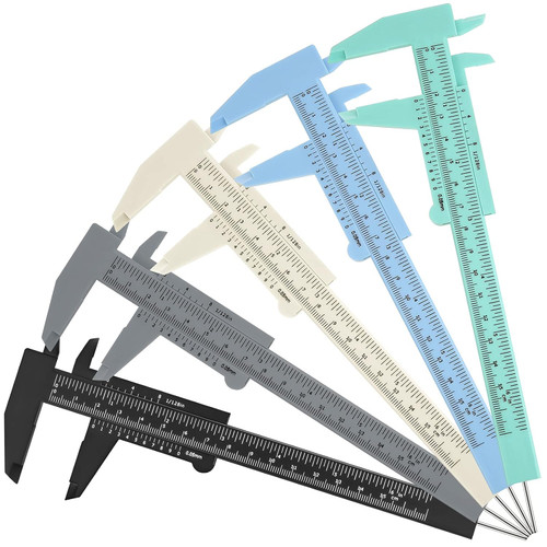 Frienda 5 Pieces Eyebrow Measuring Ruler, Brow Mapping Ruler Tool, Mini Vernier Caliper Double Scale Plastic Ruler, Slid