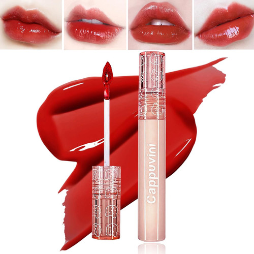 Bear Lip Gloss Jelly Lipstick, Korean Lip Tint Glossy Lip Stain, Plumping Lip Balm Tinted Moisturizing Lip Gla