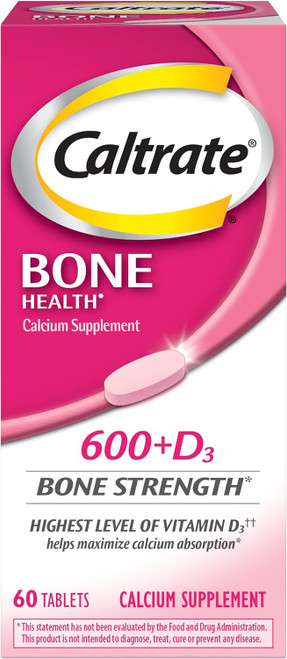 Caltrate 600 Plus D3 Calcium and Vitamin D Supplement Tablets, Bone Health Supplements for Adults - 60 Count