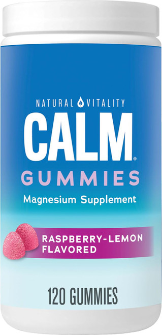 Natural Vitality CALM, Magnesium Citrate Supplement, Stress Relief Gummies, Supports a Healthy Response to Stress, Glute