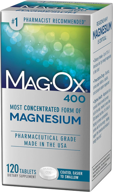 Mag-Ox Magnesium Supplement, Pharmaceutical Grade Magnesium Oxide 483mg, Most Concentrated Form of Magnesium, 120 Tablet