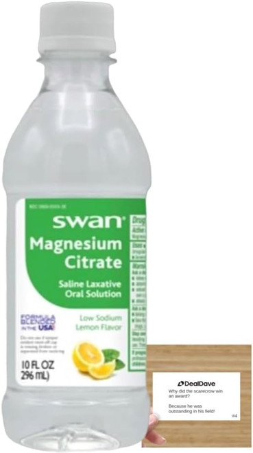 Swan Lemon Magnesium Citrate Oral Solution (10 oz), Natural Lemon Flavor, Gentle and Effective Laxative for Regularity w